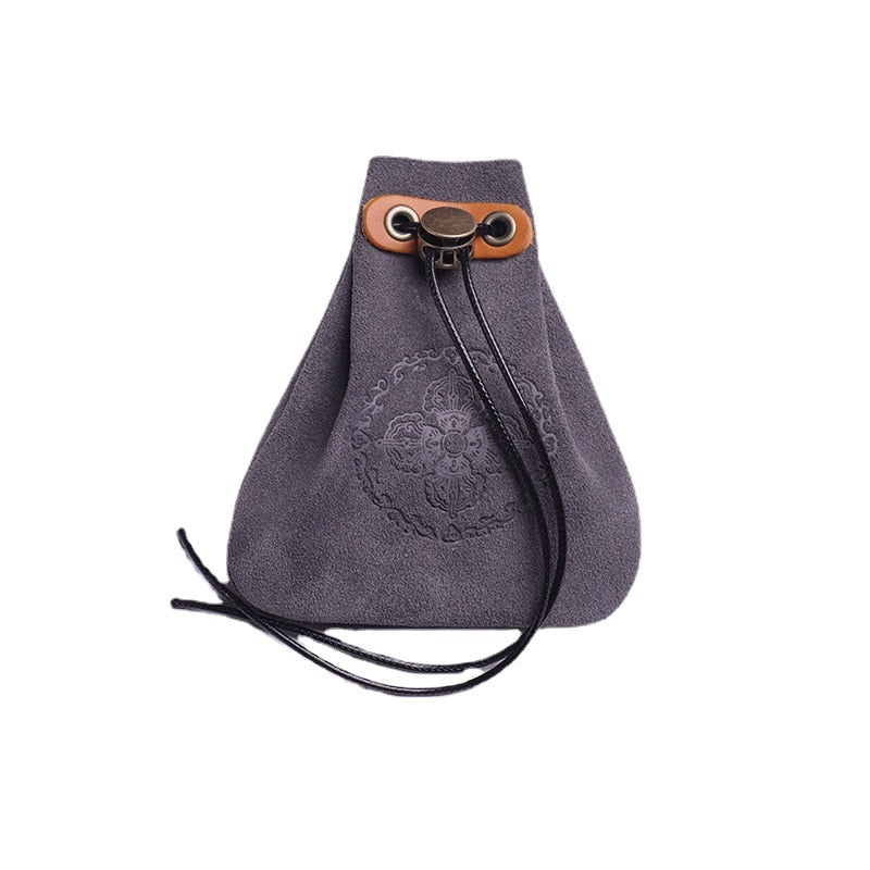 Genuine Leather Drawstring Pouch