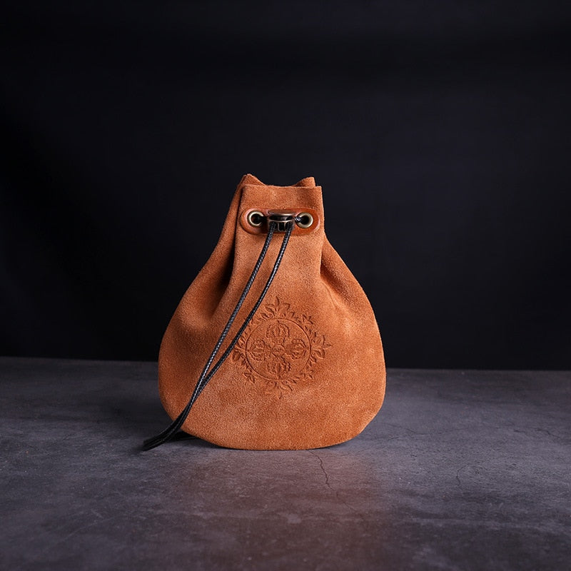 Genuine Leather Drawstring Pouch