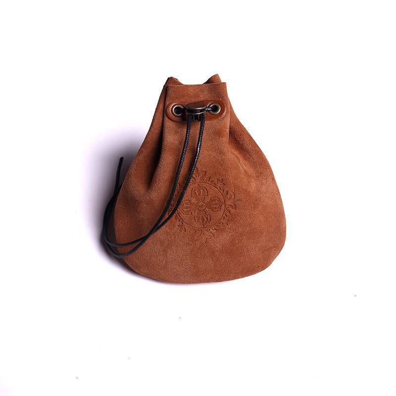 Genuine Leather Drawstring Pouch