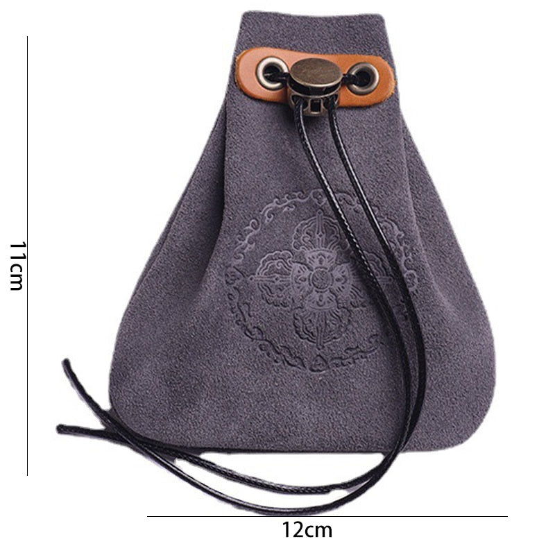 Genuine Leather Drawstring Pouch
