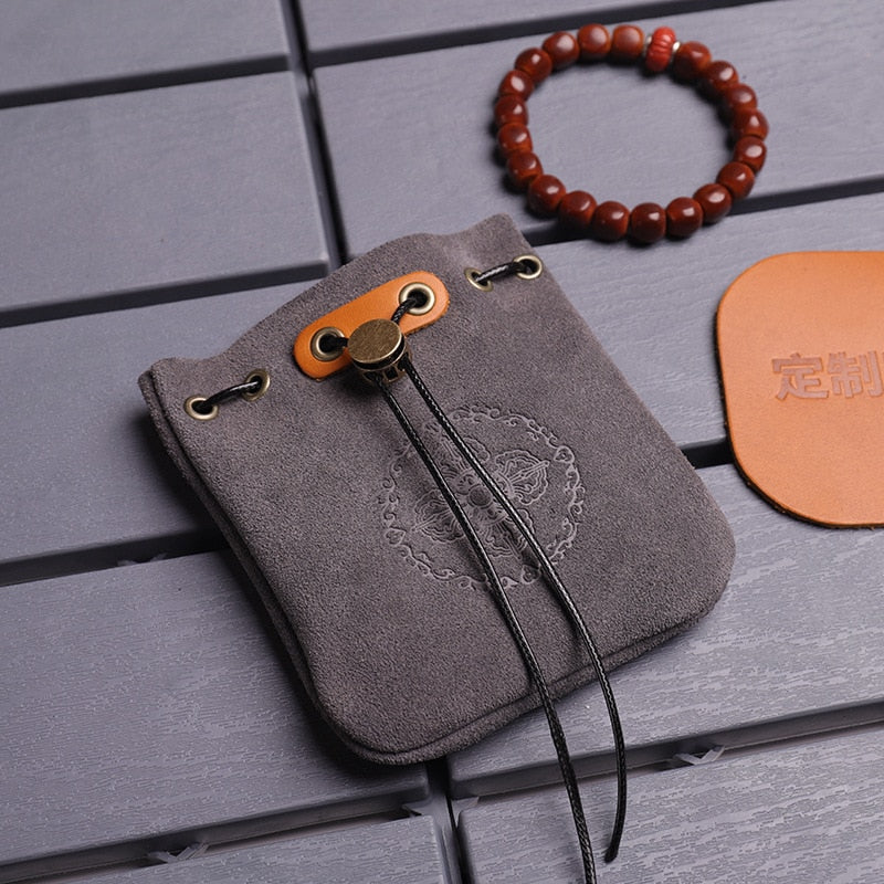 Genuine Leather Drawstring Pouch